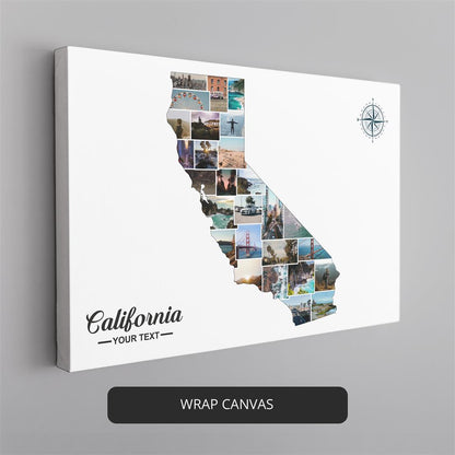 California Wall Art - Customized California Map Photo Collage