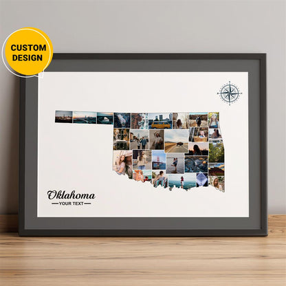 Personalized Oklahoma Map Photo Collage: Unique Oklahoma State Gifts