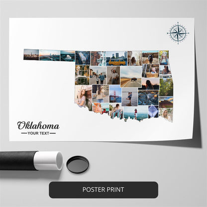 Map of Oklahoma Photo Collage: Customizable Oklahoma Themed Gifts