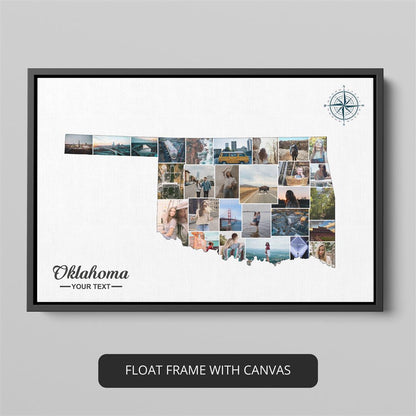 Oklahoma Wall Art: Handmade Photo Collage featuring Oklahoma State Map