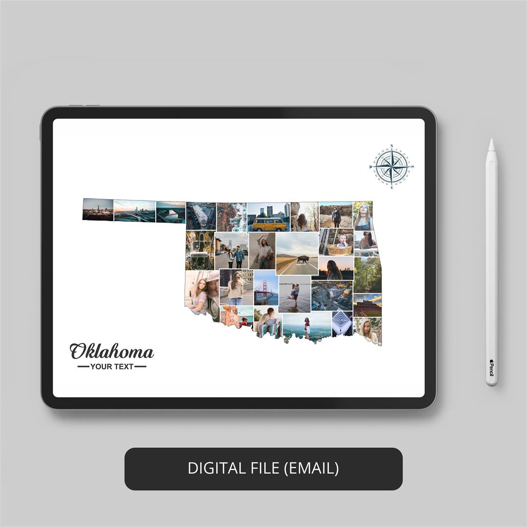 Oklahoma Artwork: Customizable Photo Collage with Map of Oklahoma