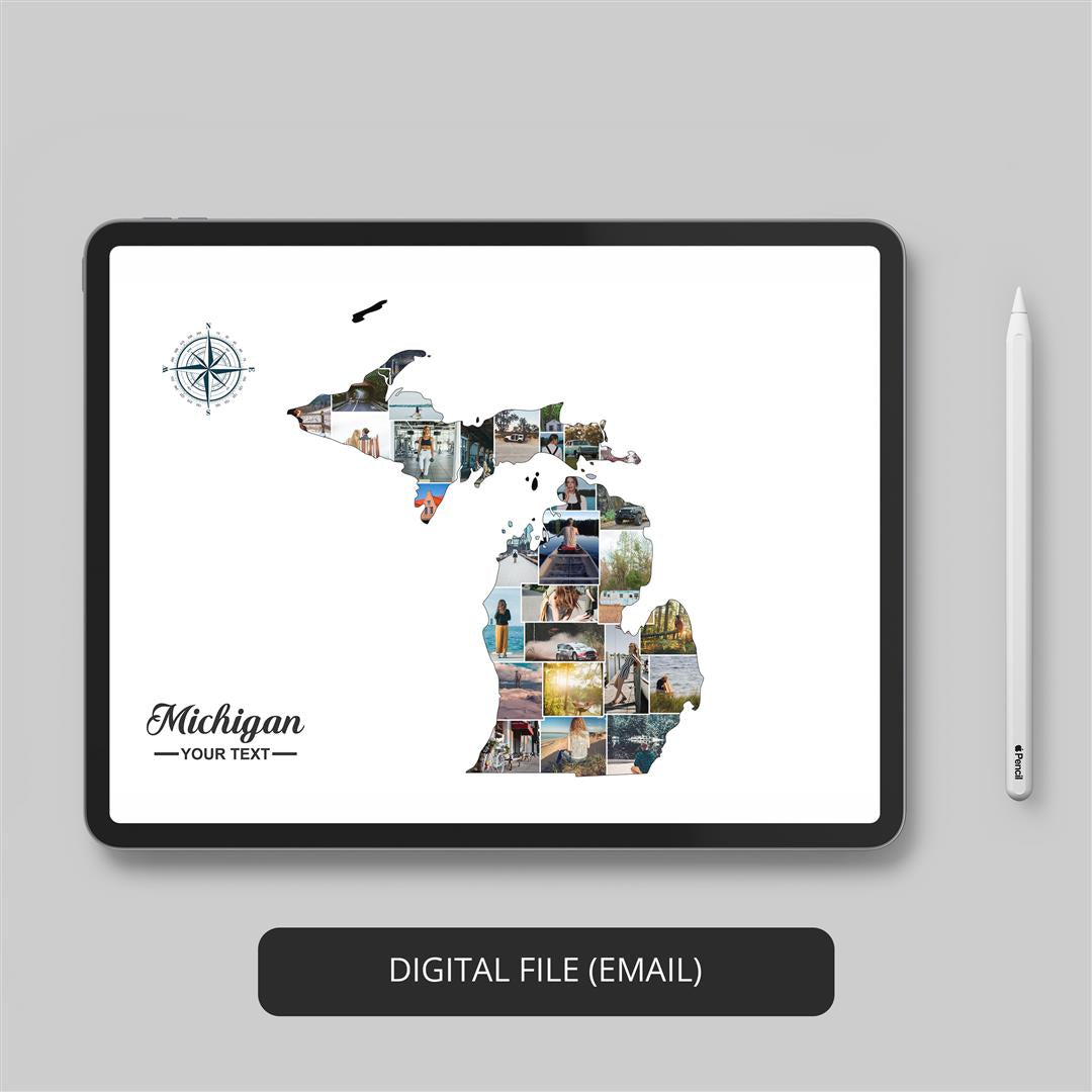 Decorate your Space with a Stunning Michigan Map Photo Collage | Michigan Gifts