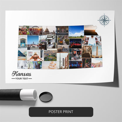 Map of Kansas Artwork - Custom Photo Collage for Kansas City Wall Decor