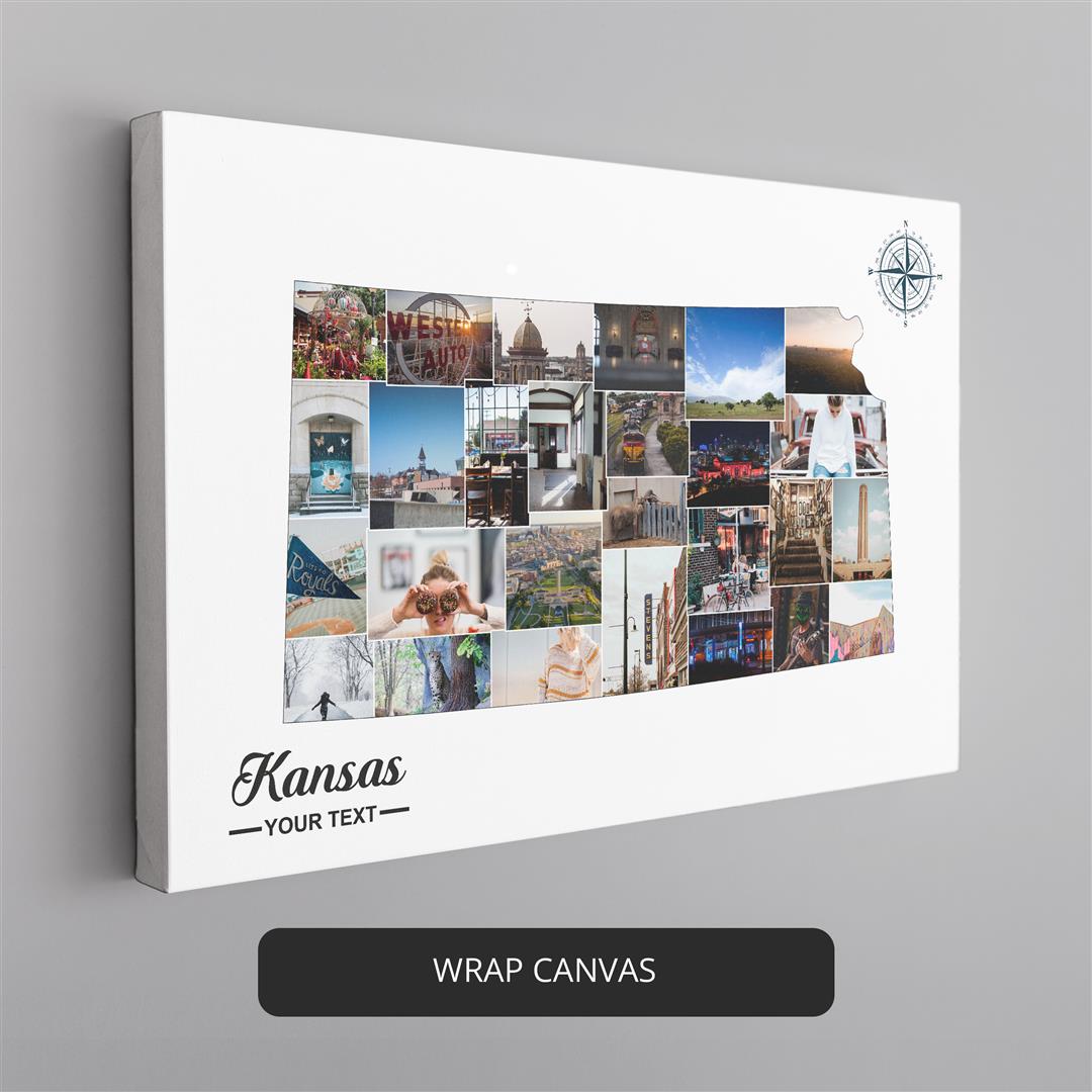 Kansas City Canvas Art - Handcrafted Photo Collage with Kansas City Map
