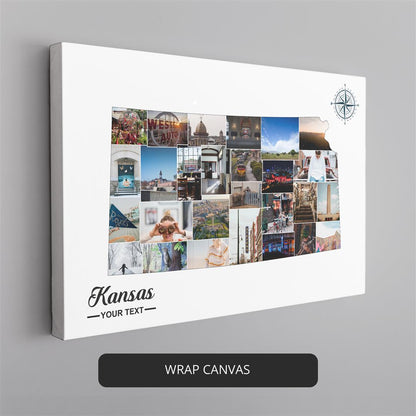 Kansas City Canvas Art - Handcrafted Photo Collage with Kansas City Map