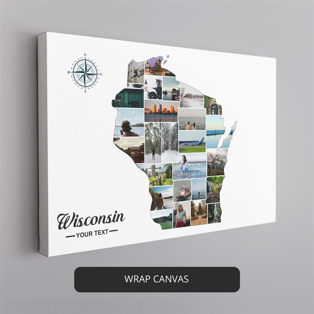 Custom Wisconsin Map Wall Picture Art Collage Gift Idea – CollagemasterCo