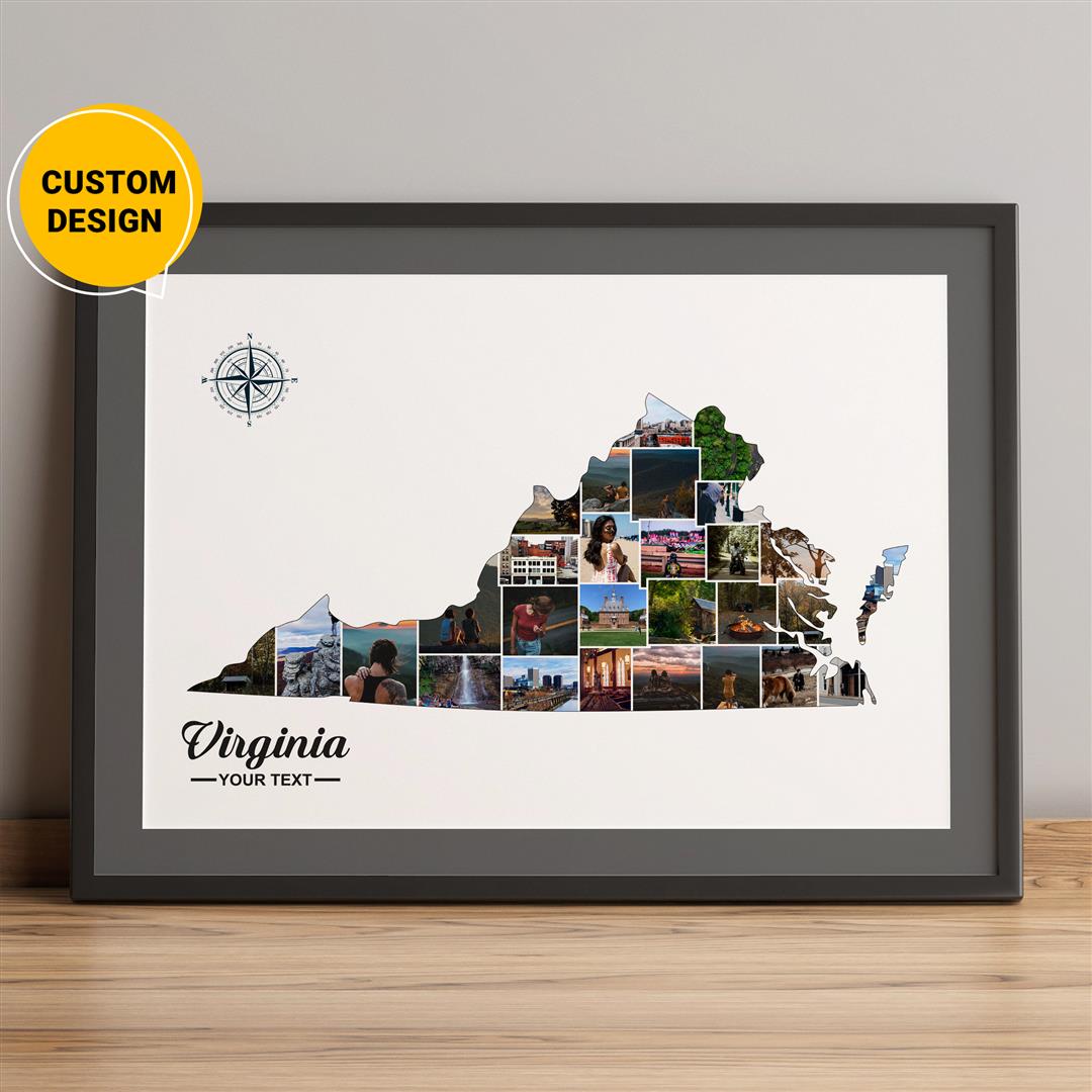 Map of Virginia Personalized Photo Collage - Unique Virginia Gifts and Wall Art