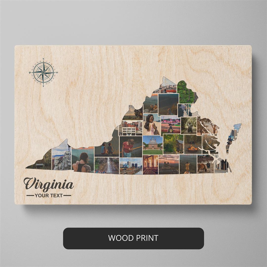 Virginia Themed Gifts - Customizable Photo Collage with Map of Virginia