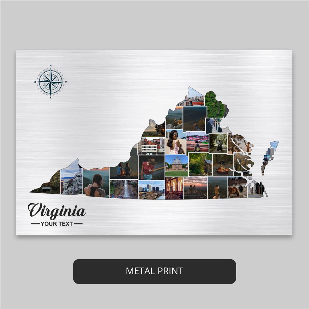 Virginia Wall Art - Personalized Photo Collage featuring Virginia Map