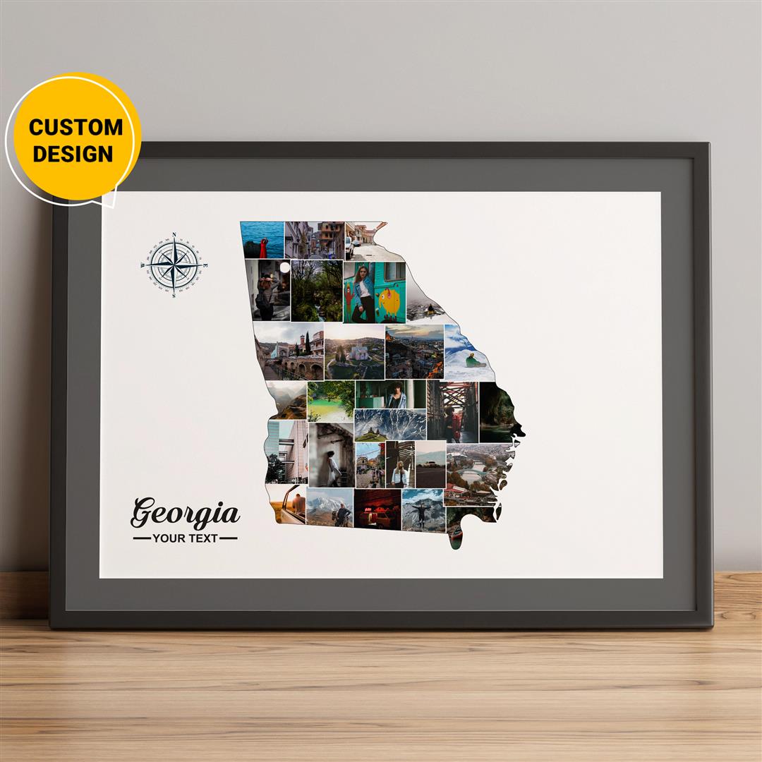 Personalized Photo Collage featuring a Map of Georgia - Perfect Georgia Gift
