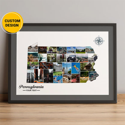Personalized Photo Collage Featuring Map of Pennsylvania - Unique Pennsylvania Gifts