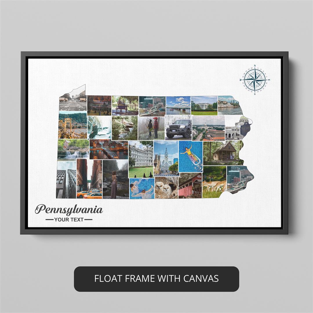 Customized Pennsylvania Map Photo Collage - Perfect Pennsylvania Gifts and Wall Art