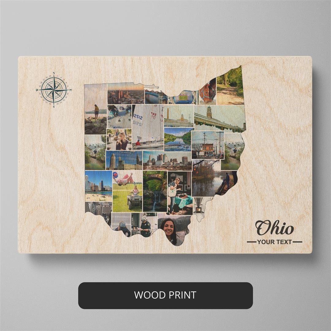 Ohio Decor - Captivating Ohio Map Photo Collage for Stylish Interiors