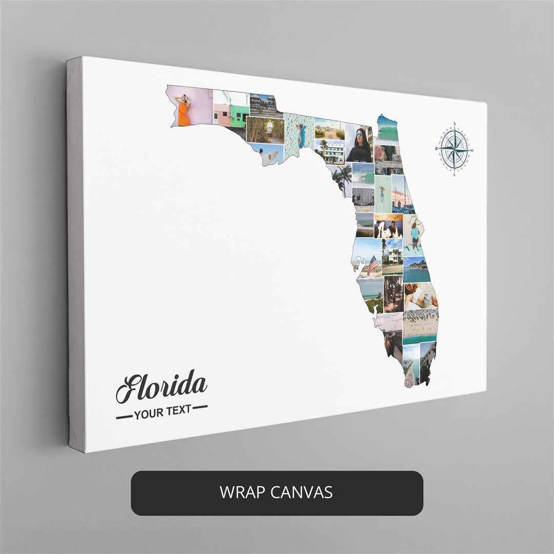Florida Map Wall Art - Stunning Personalized Collage