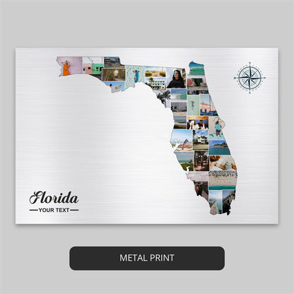 Florida Themed Gifts - Handcrafted Photo Collage with Florida Map