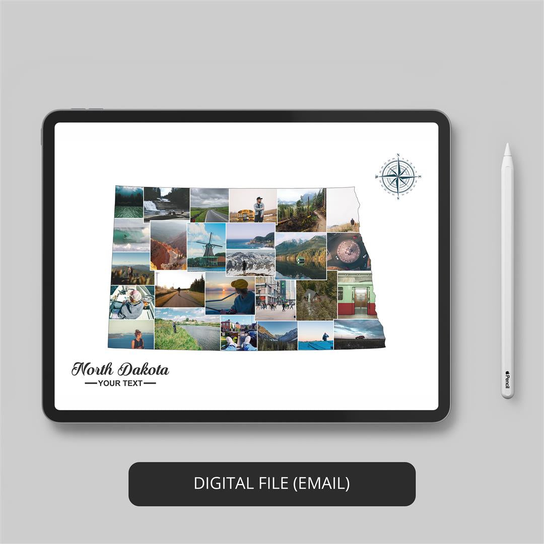 Impressive North Dakota Gifts: Custom Photo Collage Art
