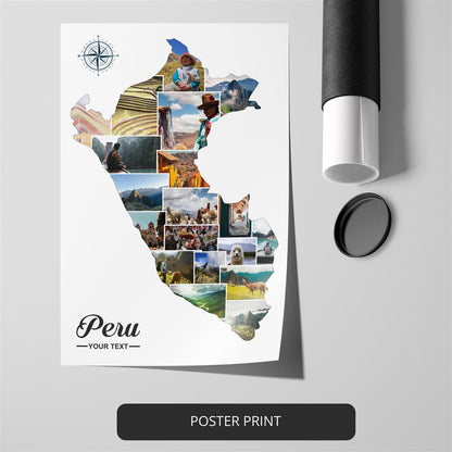 Map of Peru Custom Photo Collage - Stunning Peru Artwork and Gift
