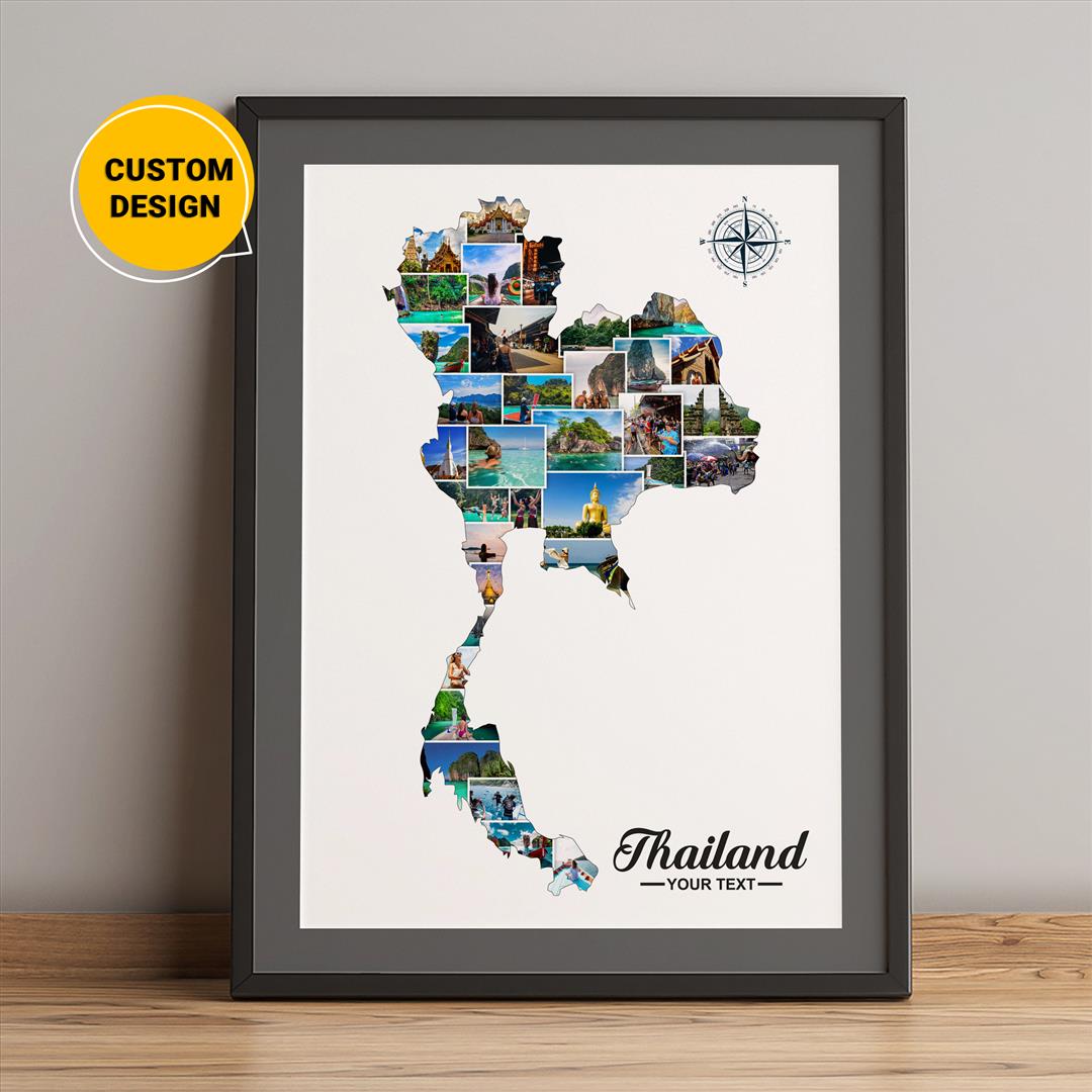 Personalized Photo Collage of Thailand Map | Unique Thailand Gift