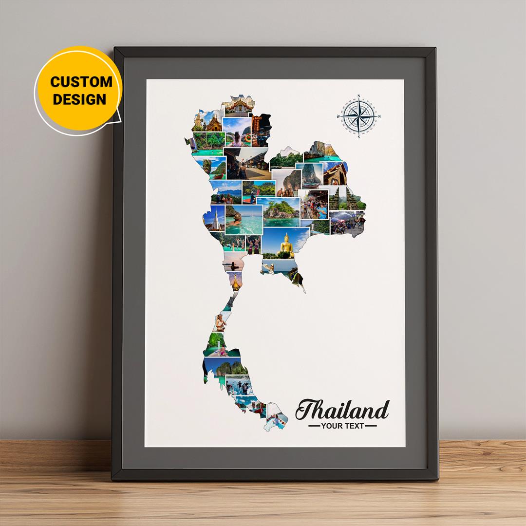 Personalized Photo Collage of Thailand Map | Unique Thailand Gift