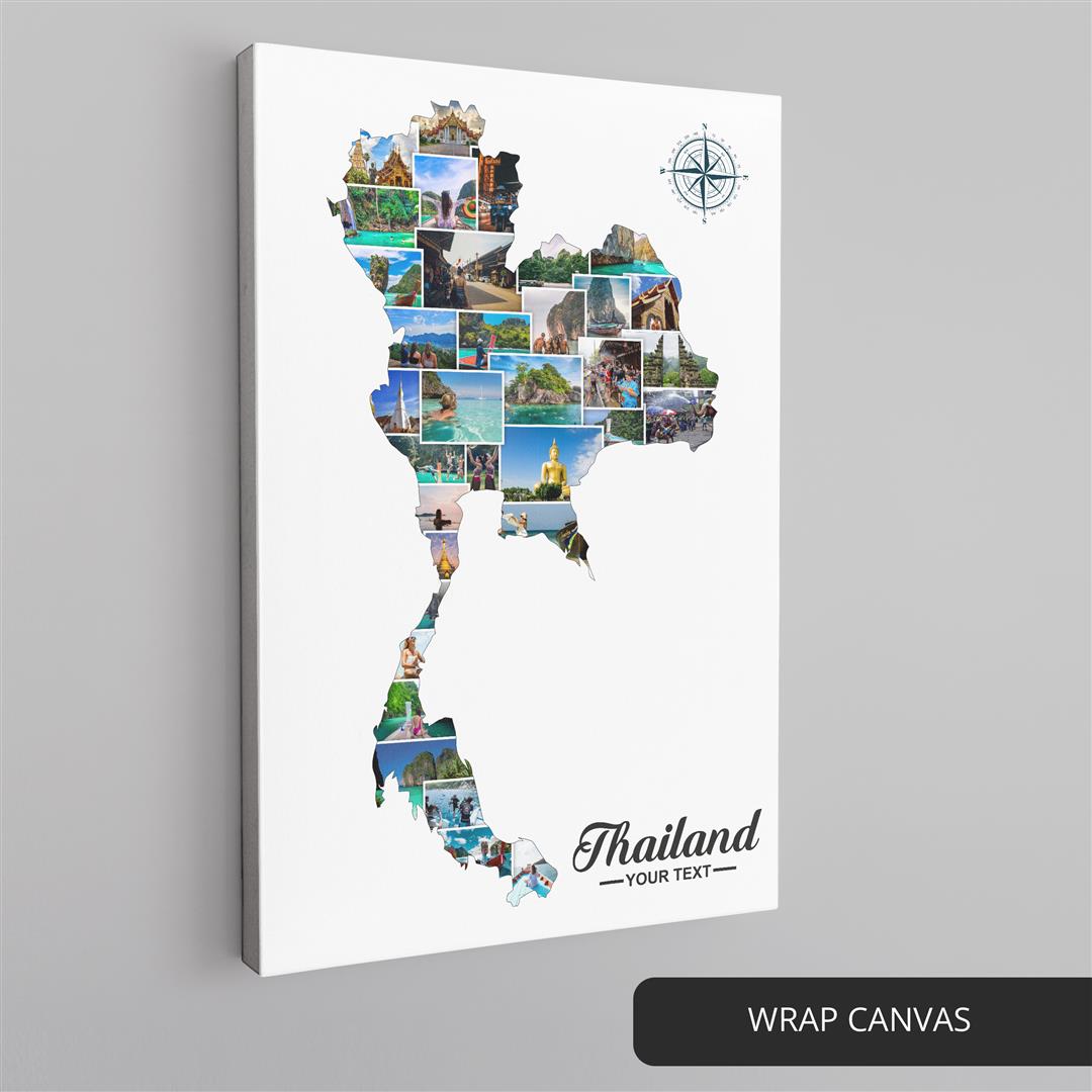 Best Thailand Gifts: Customized Photo Collage with Map of Thailand