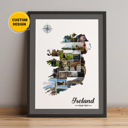 Map of Ireland Personalized Photo Collage - Custom Ireland Wall Art
