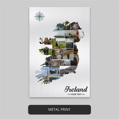 Ireland Map Artwork - Handcrafted Personalized Collage for Wall Display