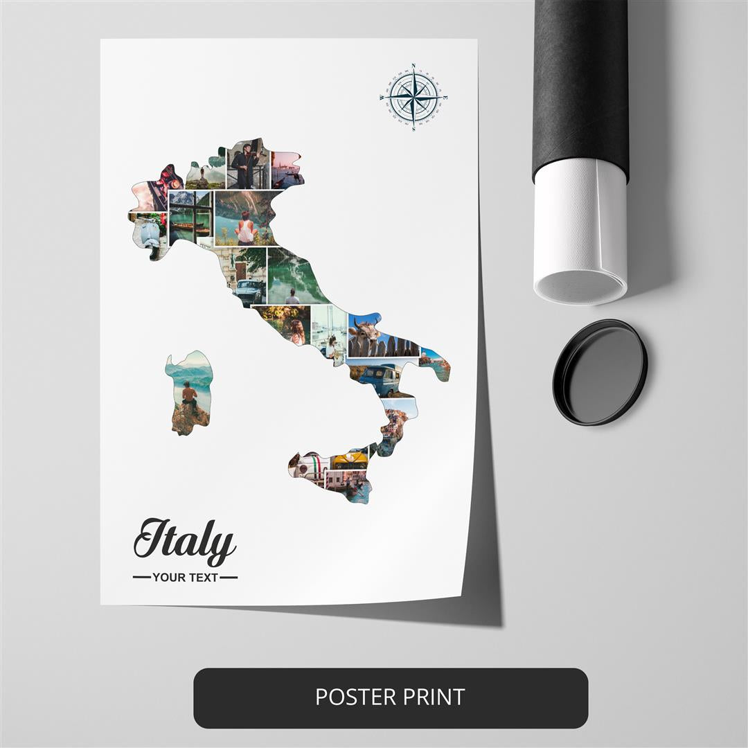 Stunning Italy Canvas Wall Art with Personalized Photo Collage