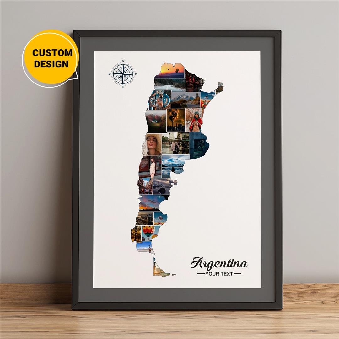 Personalized Photo Collage: Argentina Map - Unique Wall Art and Decor
