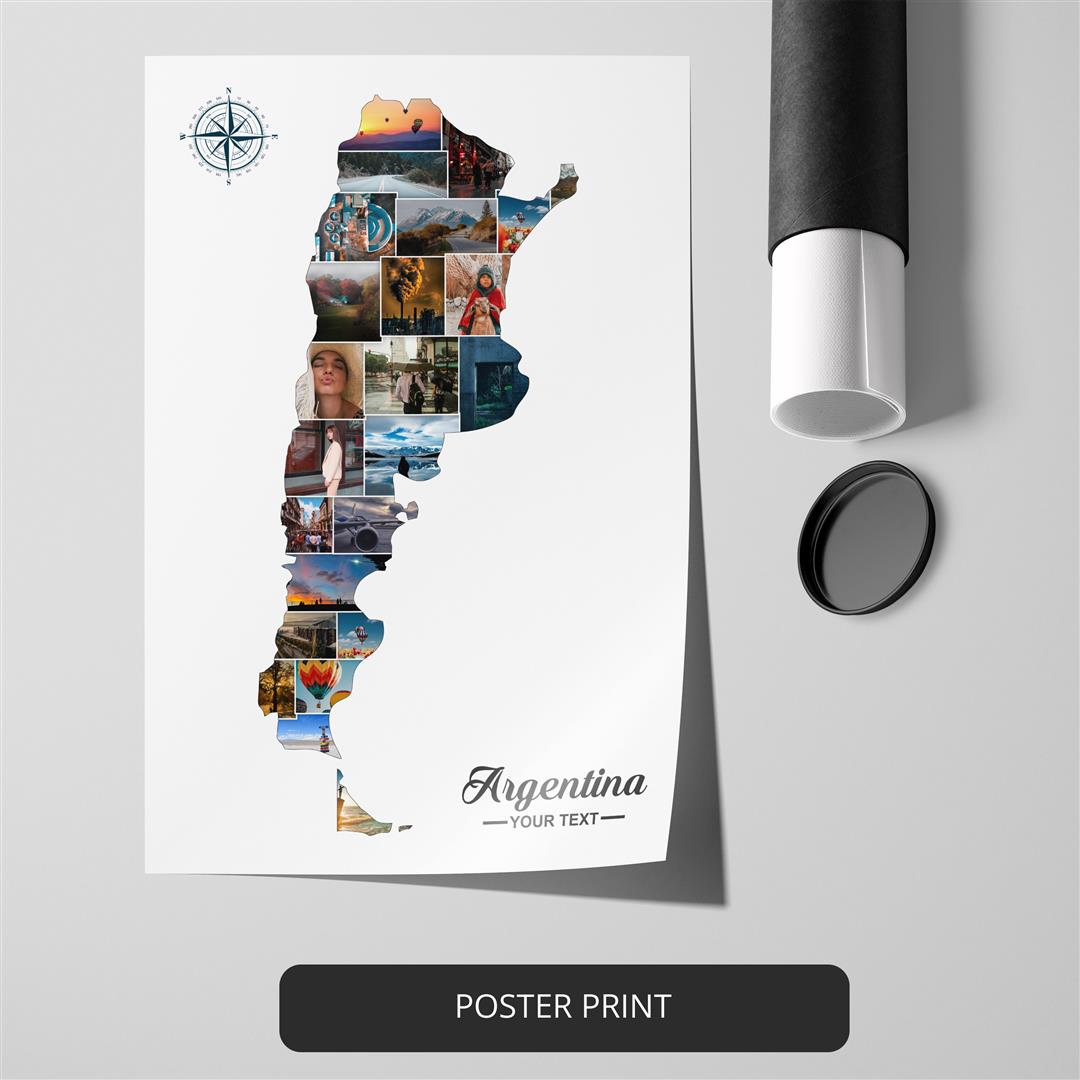 Map of Argentina: Customizable Photo Collage - Stylish Artwork for Your Space