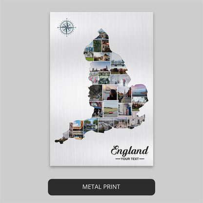 Elevate Your Space with England Wall Art: Customizable Map Collage