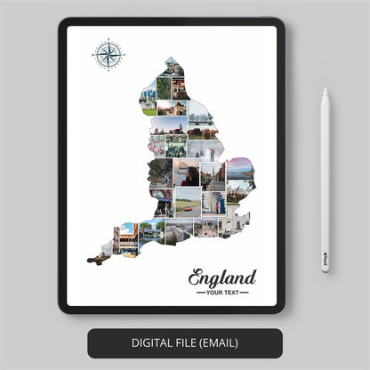 Christmas Gifts in England: Memorable Map Art Collage for Loved Ones