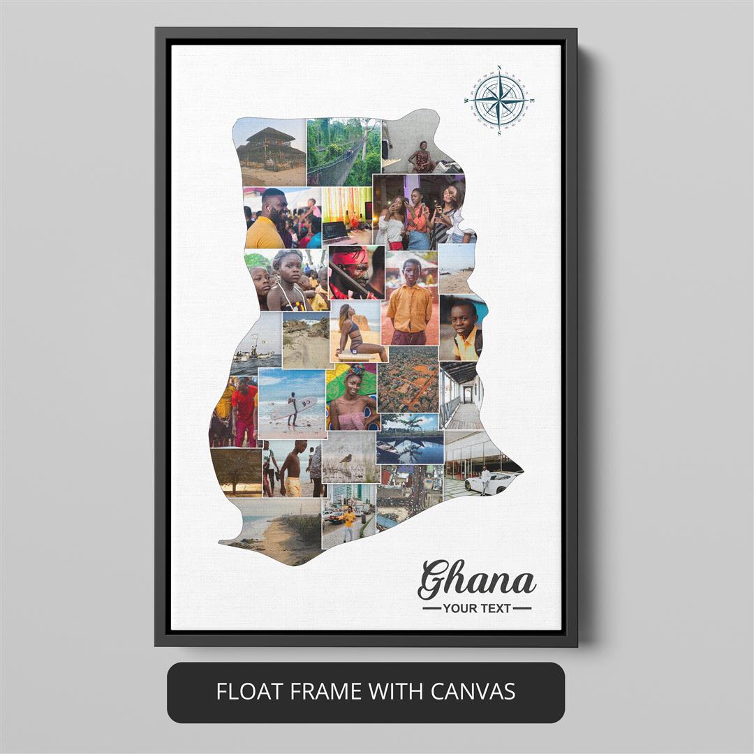 Decorate Your Space with a Striking Ghana Map Photo Collage