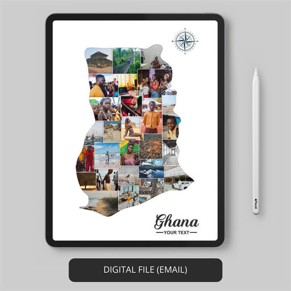 Celebrate Ghanaian Heritage: Map of Ghana Featured in a Customized Photo Collage