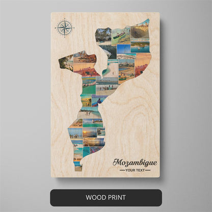 Stunning Mozambique Map Photo Collage - Perfect Gift for Map Enthusiasts