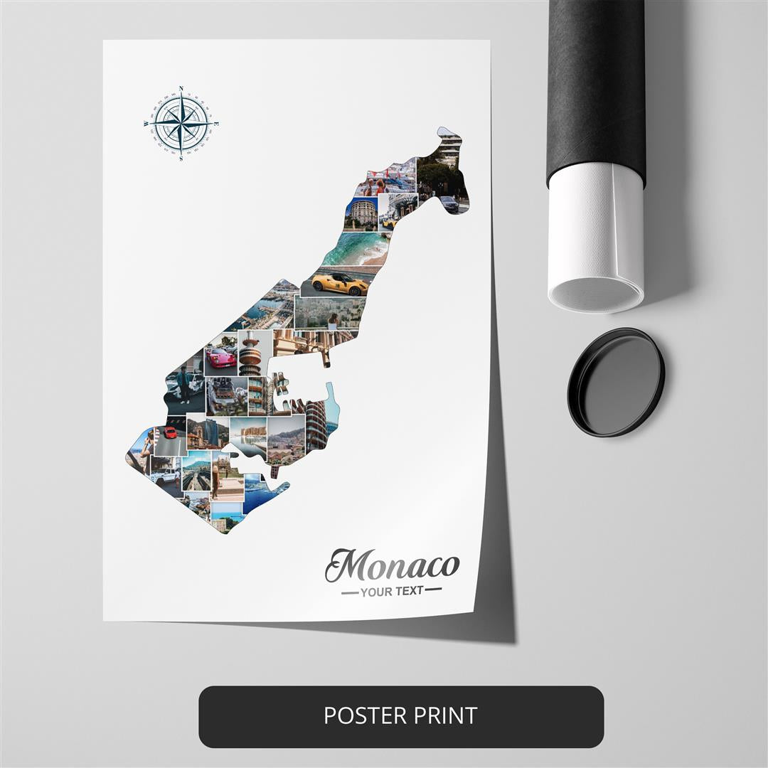 Monaco Map Photo Collage: Stunning Canvas Decor and Wall Art