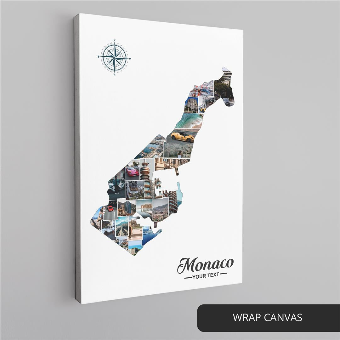Monaco Map Collage: Beautiful Artwork for Monaco Enthusiasts