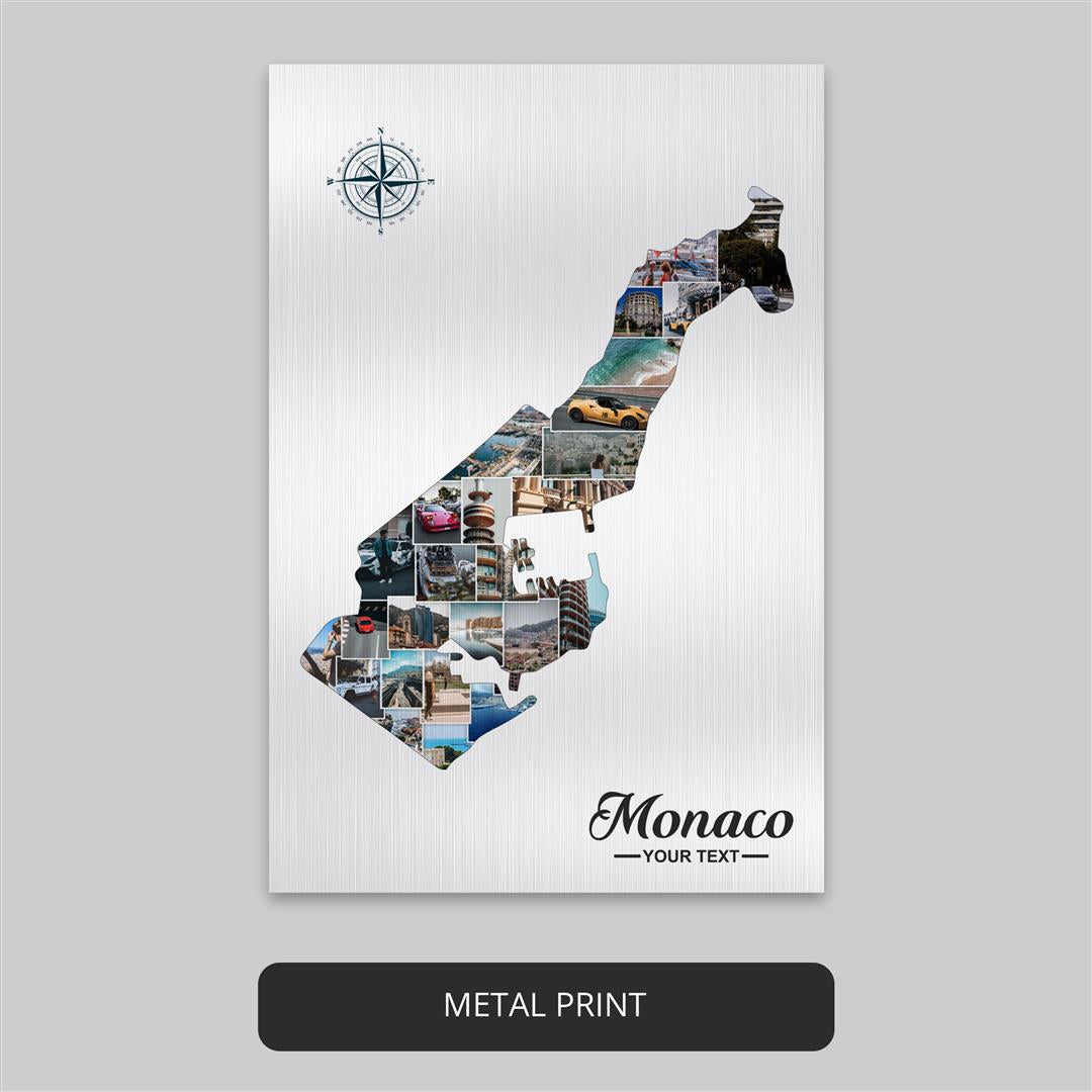 Monaco Map Art Collage: High-Quality Print and Poster Options