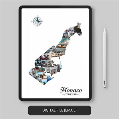 Monaco Map Photo Collage: Capture the Essence of Monaco with this Unique Art Piece