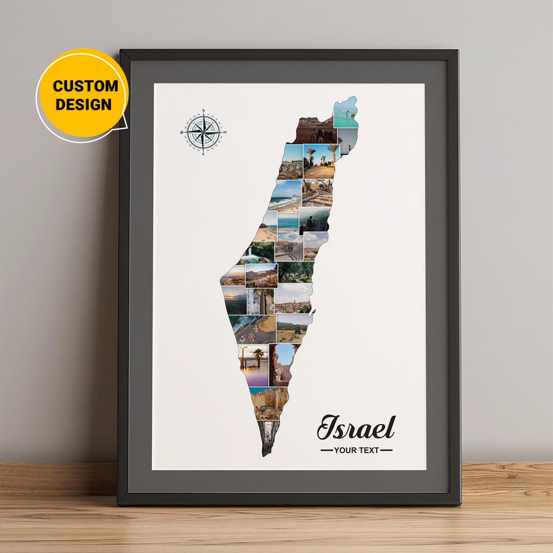 Israel Map Personalized Photo Collage: Unique Gifts from Israel