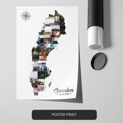 Map of Sweden: Customizable Photo Collage for Perfect Sweden Gifts