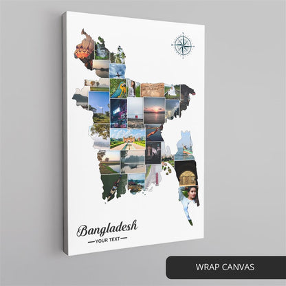 Bangladesh Map Poster: Customized Photo Collage for Home Decoration