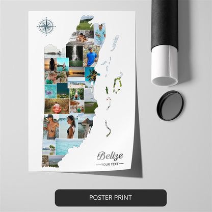 Belize Map Photo Collage: Beautiful Artwork and Poster for Your Home Decor