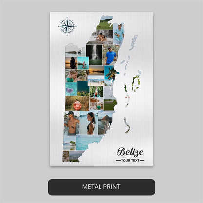 Belize Art at Its Finest: Personalized Photo Collage with Stunning Belize Map