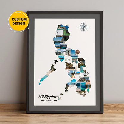 Personalized Photo Collage of Philippines Map - Unique Philippine Artworks
