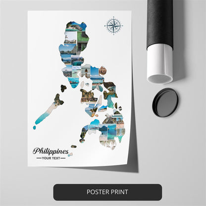 Stunning Map of Philippines in a Photo Collage - Philippines Poster