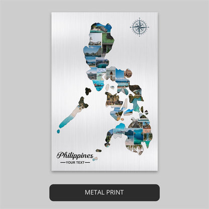 Philippine Decor: Customizable Photo Collage of Philippines Map