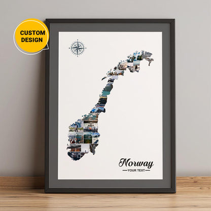 Personalized Photo Collage: Norway Map - Unique Norway Gift Ideas
