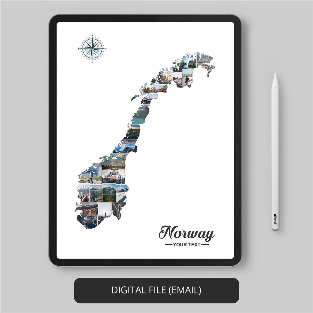 Norway Map Inspired Collage - Artistic Norway Home Decor and Gifts