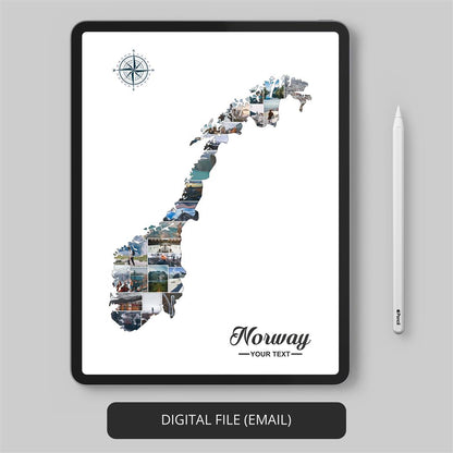Norway Map Inspired Collage - Artistic Norway Home Decor and Gifts