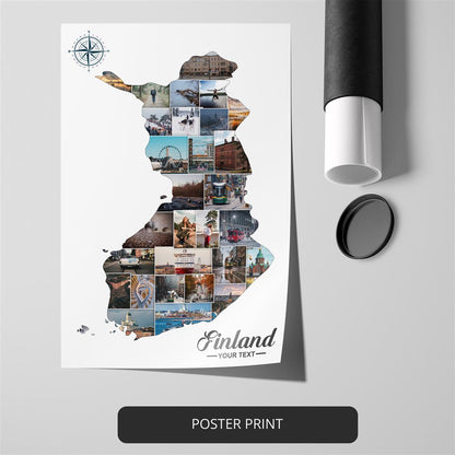 Map of Finland Custom Photo Collage - Finland Gifts and Decor